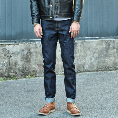 Men's Dark Blue Selvedge Slim Denim Jeans