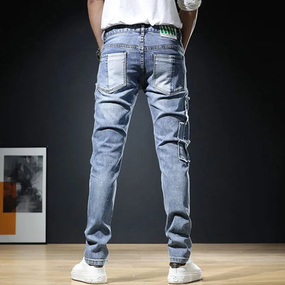 Men's Stylish Ripped & Patchworked Skinny Jeans