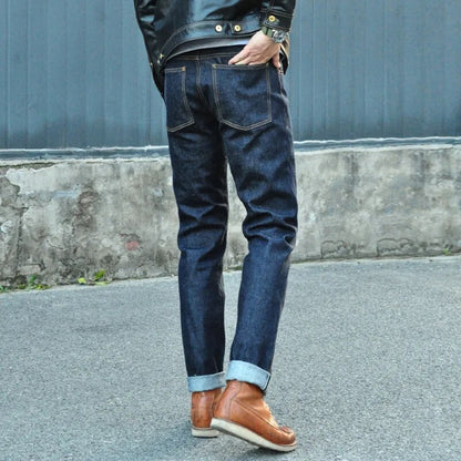 Men's Dark Blue Selvedge Slim Denim Jeans