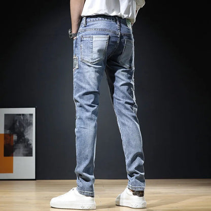 Men's Stylish Ripped & Patchworked Skinny Jeans